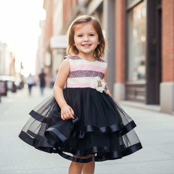 Flower Girl Dress with Layered Tutu Bottom - Picture 1 of 2